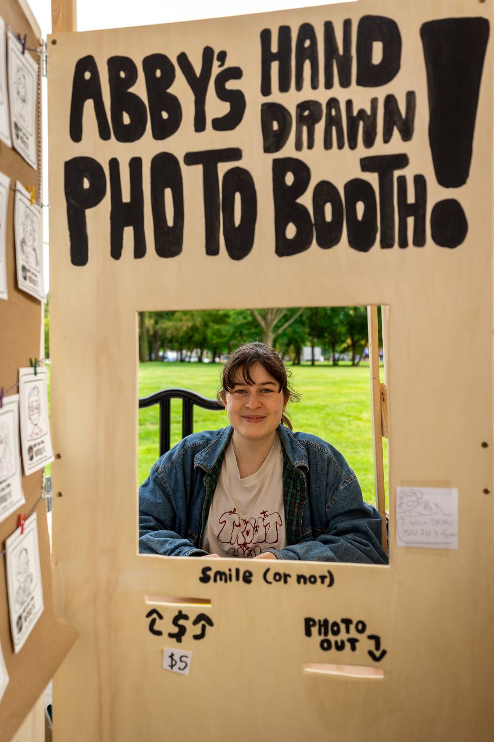 Hand drawn photo booth display during the Student Small Business Market.